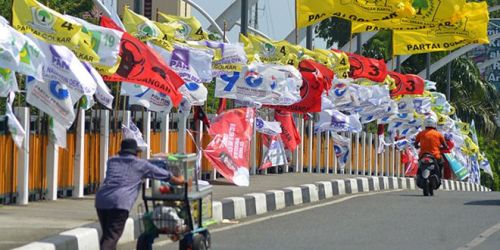 Ilustrasi benderai pertai peserta pemilu. Foto : Ist