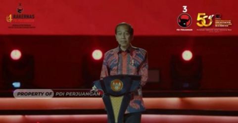 Presiden Jokowi pada acara Rakernas IV PDIP bertempat di PI Expo Kemayoran. Foto : Setpres