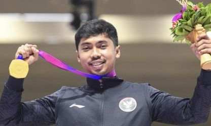 Muhammad Sejahtera Atlet menembak Indonesia mempersembahkan medali emas. Foto : Ist