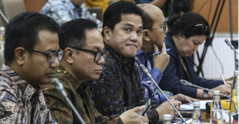 Menteri Badan Usaha Milik Negara (BUMN) Erick Thohir saat Rapat Kerja dengan Komisi VI DPR di gedung Parlemen, Jakarta, Kamis (14/9/23). (Ist)