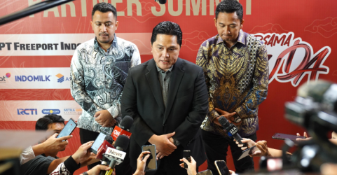 Ketum PSSI Etick Thohir saat memberikan konferensi pers. Foto ; Ist