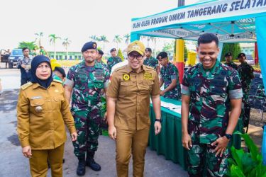 Wakil Walikota Tangsel Pilar Saga Ichsan, menghadiri peringatan Hari Ulang Tahun (HUT) ke-52 Yonkav-9/SDK di Lapangan Markas Yonkav-9, Serpong Utara, pada Senin (23/10).(dra)