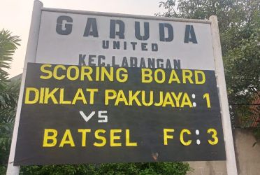 Papan skor menunjukan angka 3-1 untuk Batsel FC hingga laga usai.(Foto: Red/tangselpos.id)