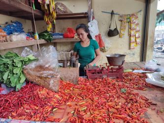 Beberapa pedagang cabai dan bawang di beberapa pasar Kota Tangsel mulai mengeluhkan harga komoditi yang mulai naik.(dra)