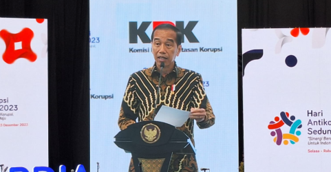 Presiden Jokowi pada acara Peringatan Hari Antikorupsi Sedunia. Foto : Setpres