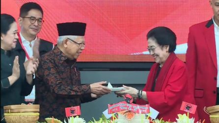 Wapres Ma'ruf Amin saat hadir di acara HUT PDIP ke 51. Foto : Ist