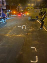 Lokasi kejadian Kecelakaan lalu lintas di Jalan Pahlawan Seribu, Lengkong Gudang, Kecamatan Serpong. Satu korban tewas akibat Kecelakaan itu.(dra)