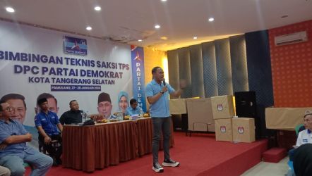 DPC Partai Demokrat Kota Tangsel gelar bimtek terhadap seluruh saksi TPS Partai Demokrat untuk pemilu 2024.(Dra)