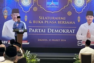 Ketum Demokrat Agus Harimurti Yudhoyono pada acara buka puasa. Foto : Ist