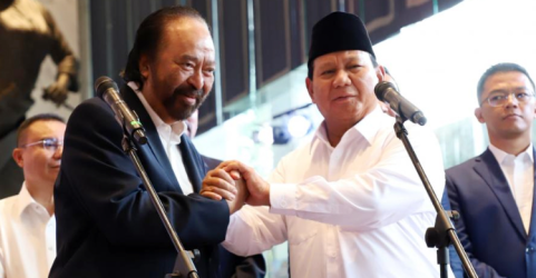 Presiden terpioih Prabowo Subianto saat bertemu Kerum Nasdem Surya Paloh. Foto : Ist