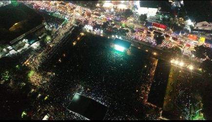 Kondisi nobar di Alun -Alun Pamulang, Senin (29/4). (tangselpos.id/irm)