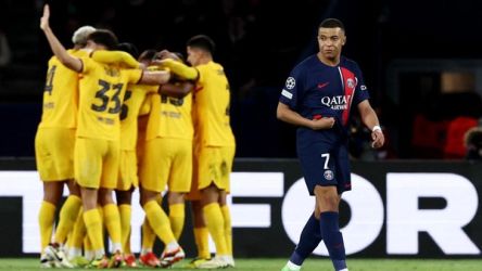 Selebrasi Barca atas kemenangaj 3-2 dari PSG. Foto : Ist