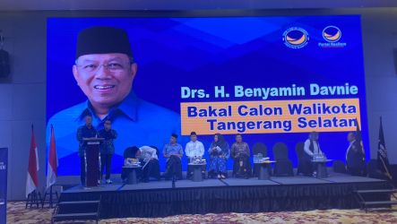 Pemeparan visi misi Bakal Calon Walikota Tangerang Selatan periode 2025-2029 di gelar DPW Partai Nasdem Provinsi Banten, Rabu (15/05). (Ist)