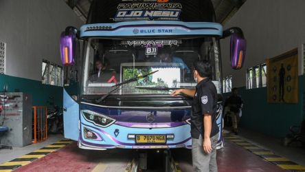 Bus Pariwisata saat melakukan KIR. Foto : Ist