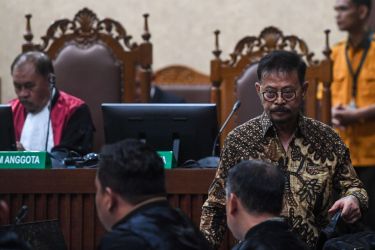 Mantan Mentan Syahrul Yasin Limpo saat menjalani persidangan. Foto : Ist