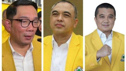 Bacagub Jakarta dari Golkar, Ridwan Kamil (kiri) Ahmad Zaki (tengah) dan Erwin Aksa (kanan). Foto : Ist