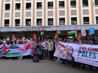 Aksi solidaritas untuk Palestina dilakukan mahasiswa UIN Jakarta.