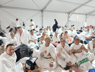 Jemaah haji asal Tangsel saat persiapan melakukan puncak ibadah haji di Mekkah Arab Saudi.(dra)