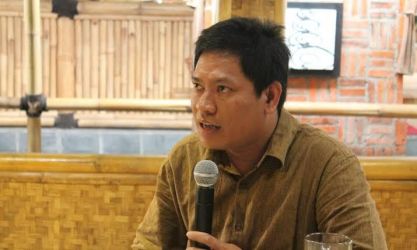 Anggota DPRD Kota Tangsel Badrusalam saat membicarakan UMK Kota Tangsel.(dra)