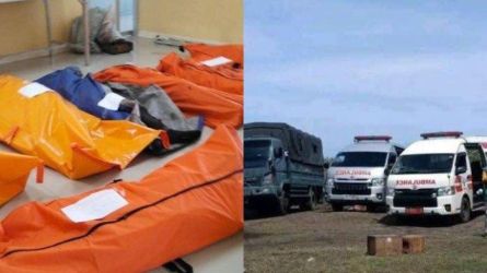 Sejumlah kantong jenazah berisi korban ledakan bom yang dimusnahkan di Desa Sagara, Kecamatan Cibalong, Kabupaten Garut, Jawa Barat. Foto : Ist