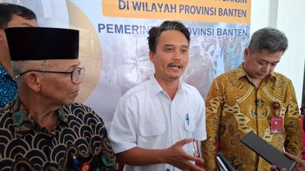 Plh Kepala BBWSCC, Ferdinanto saat diwawancarai di gedung BLK Tangsel, Kamis (10/7)
