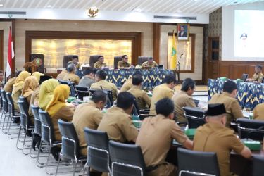 Suasana Rapat Evaluasi Bulanan Kewilayahan yang baru saja diselenggarakan Pemerintah Kota (Pemkot) Tangerang bersama seluruh Kepala Organisasi Perangkat Daerah (OPD), camat dan lurah pada Senin (7/7).