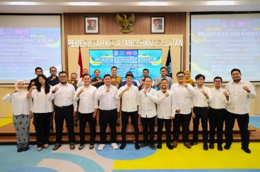 PEMUDA. Jajaran pengurus FKP Kota Tangsel yang baru dilantik, Rabu (9/7). (tangselpos.id/rmn)
