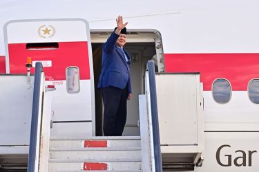 Presiden Prabowo meninggalkan Brazil dengan pesawat Garuda 1. Foto : Ist