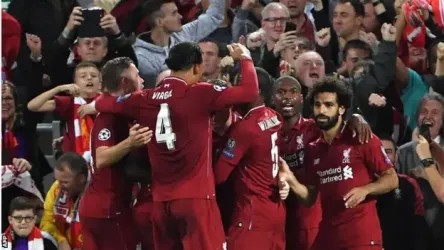 Selebrasi skuad  Liverpool usai menang 3-2 dari Atletico Madrid. Foto : Ist