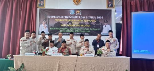 Forum Kerukunan Umat Beragama (FKUB) Kota Tangerang Selatan (Tangsel) menggelar kegiatan edukasi mengenai Peraturan Bersama Menteri (PBM) Nomor 9 dan 8 Tahun 2006 tentang pedoman pelaksanaan tugas kepala daerah dalam pemeliharaan kerukunan umat beragama serta pendirian rumah ibadah.