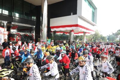 Gowes Merdeka yang digelar Indonesia Cycling Federation (ICF) Kota Tangerang Selatan (Tangsel), Minggu (23/8). Foto : Ist