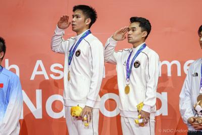 Ganda putra Leo Rolly Carnando/Daniel Marthin sukses raih emas Asian Games 2026. Foto : Ist