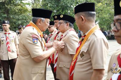 Upacara peringatan Hari Pramuka ke-65 tingkat Kota Tangsel. (TangselPos/irm)